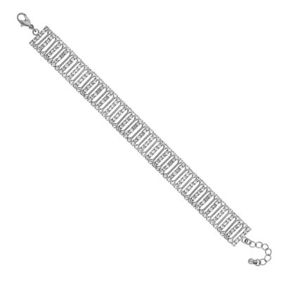 Silver crystal diamante bar bracelet